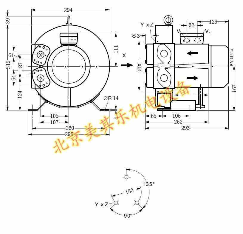 4GH210/550w高压鼓风机尺寸图